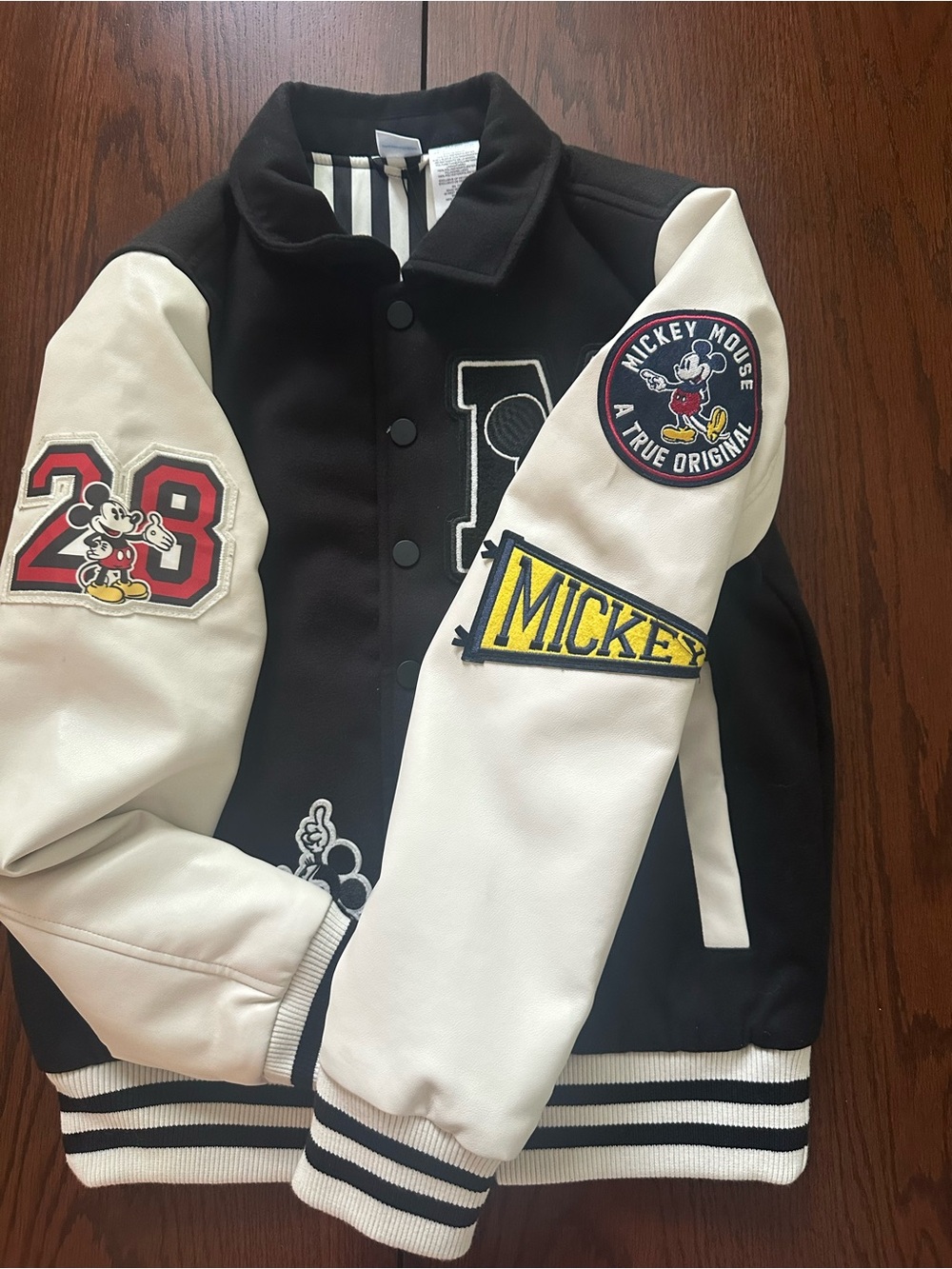 Disney Mickey & Friends Mickey Varsity Jacket - Black & White - Men S/Women M - Picture 4 of 7